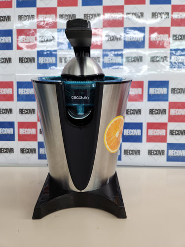 Exprimidor 600W eléctrico de brazo EssentialVita Hyden 600 Steel.Filtro de acero inoxidable, 2 Conos desmontables, Palanca de presión, Sistema antigoteo, Apto lavavajillas Cecotec